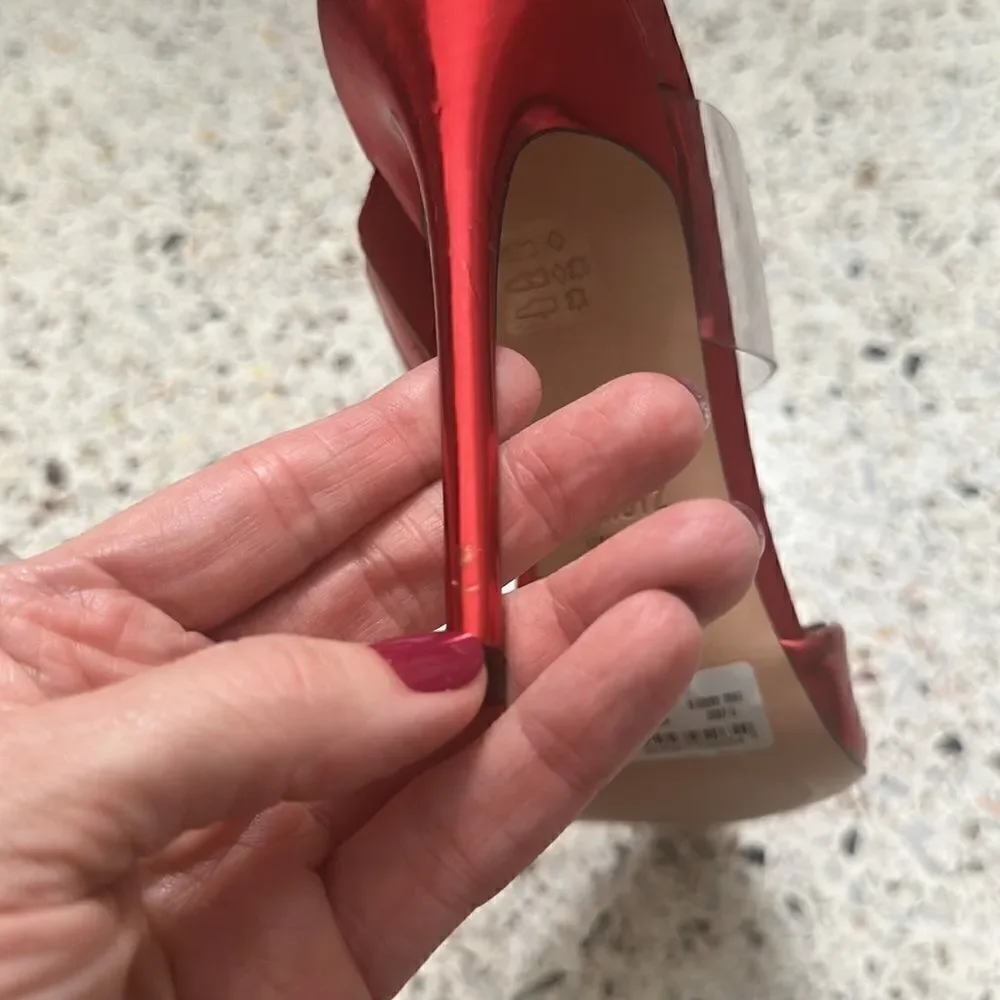 Schutz Sionne red clear transparent heel slingback 9.5
